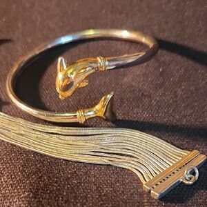 Gold Dolphin Bangle Bracelet